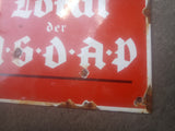 Rare Metal Sign - enameled - Verkehrslokal der NSDAP