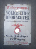 Rare Metal Sign - enameled - Völkischer Beobachter