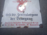 Rare Metal Sign - enameled - Völkischer Beobachter