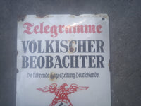 Rare Metal Sign - enameled - Völkischer Beobachter